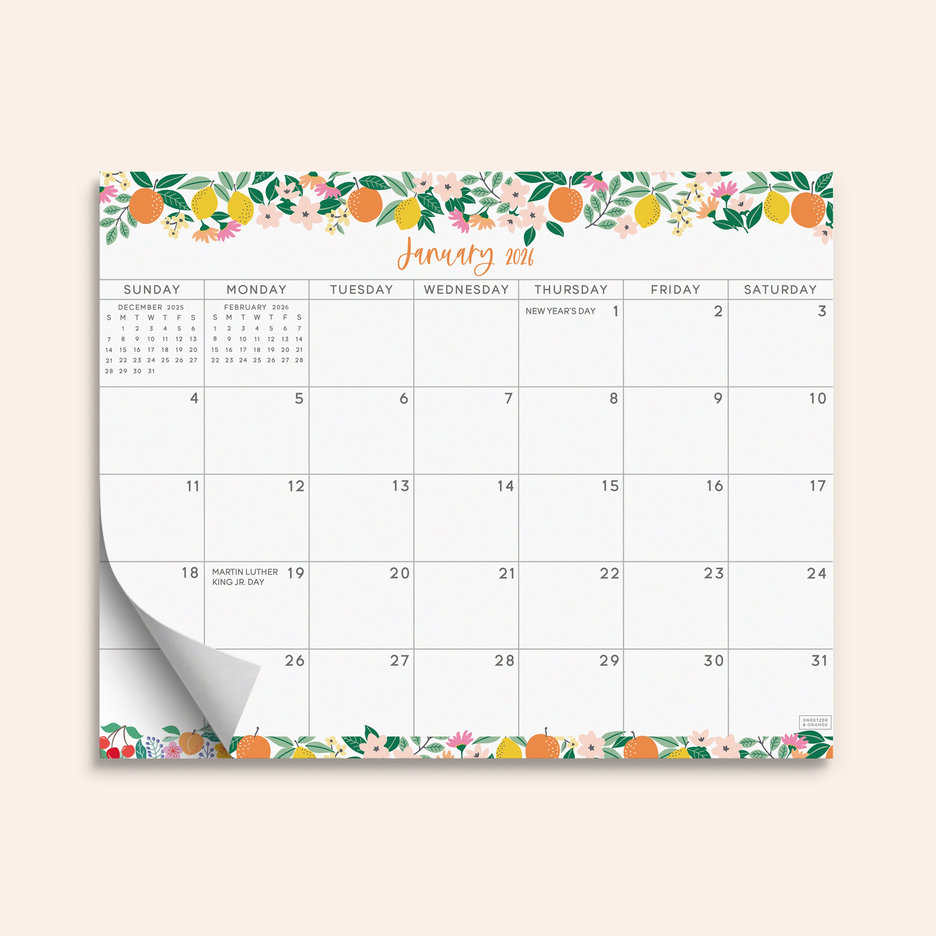Fruity Refrigerator Calendar July 2025 - December 2026