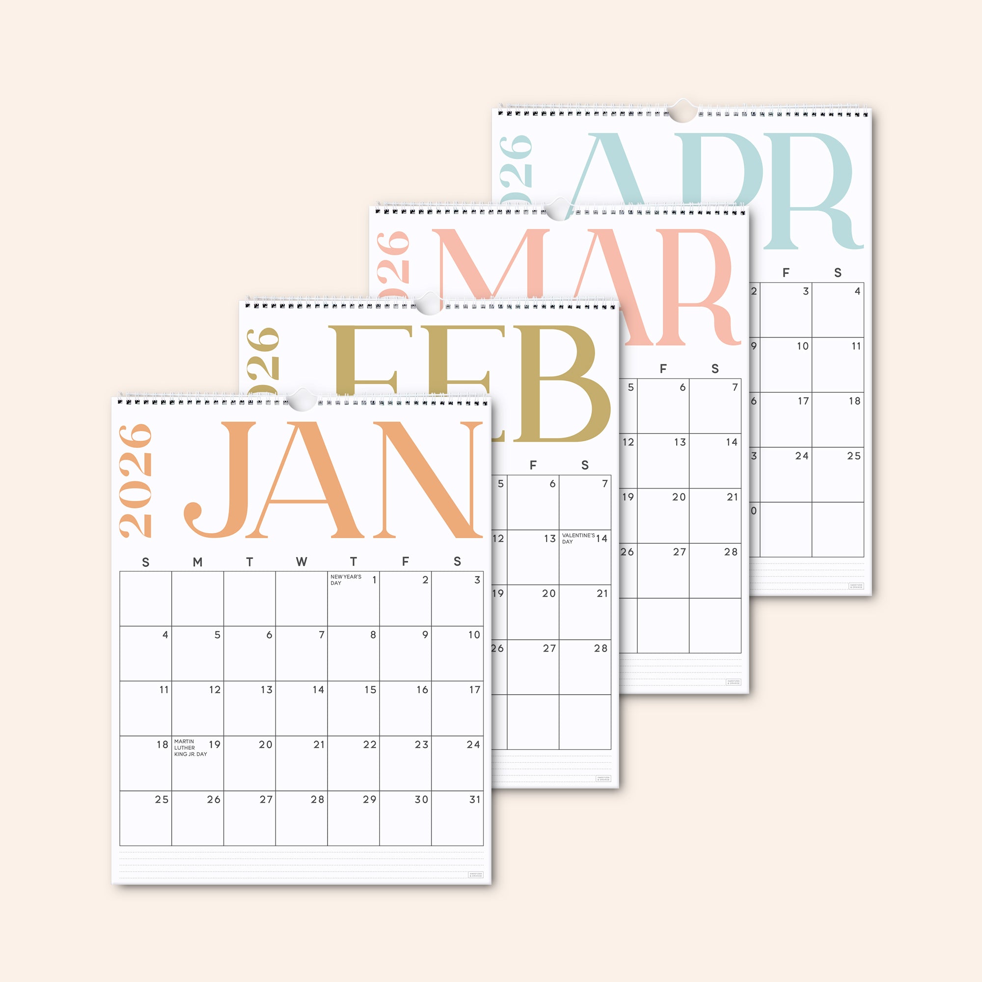 Modern Vertical Wall Calendar Jan 2026 - June 2027