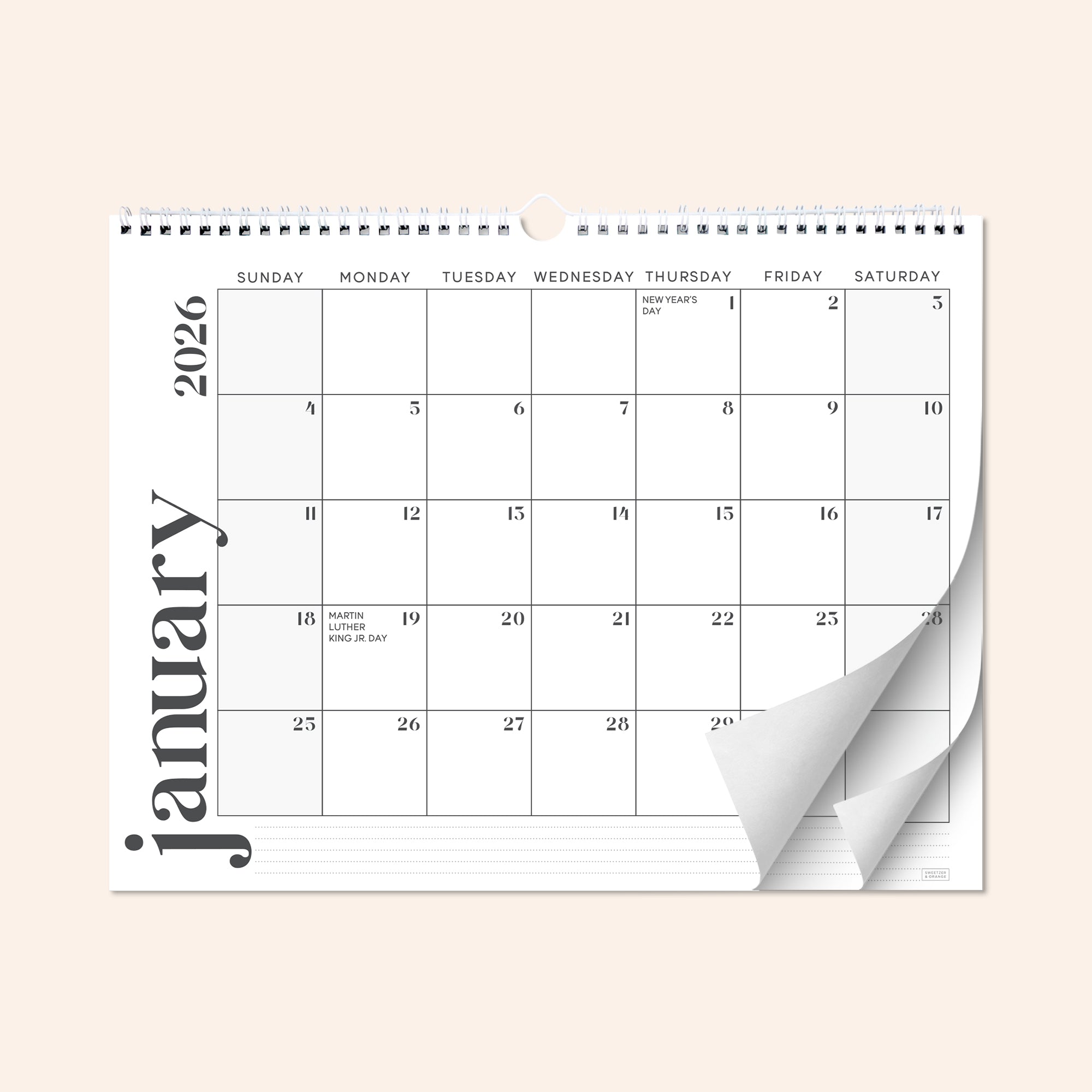 Modern Minimal Wall Calendar Jan 2026 - June 2027