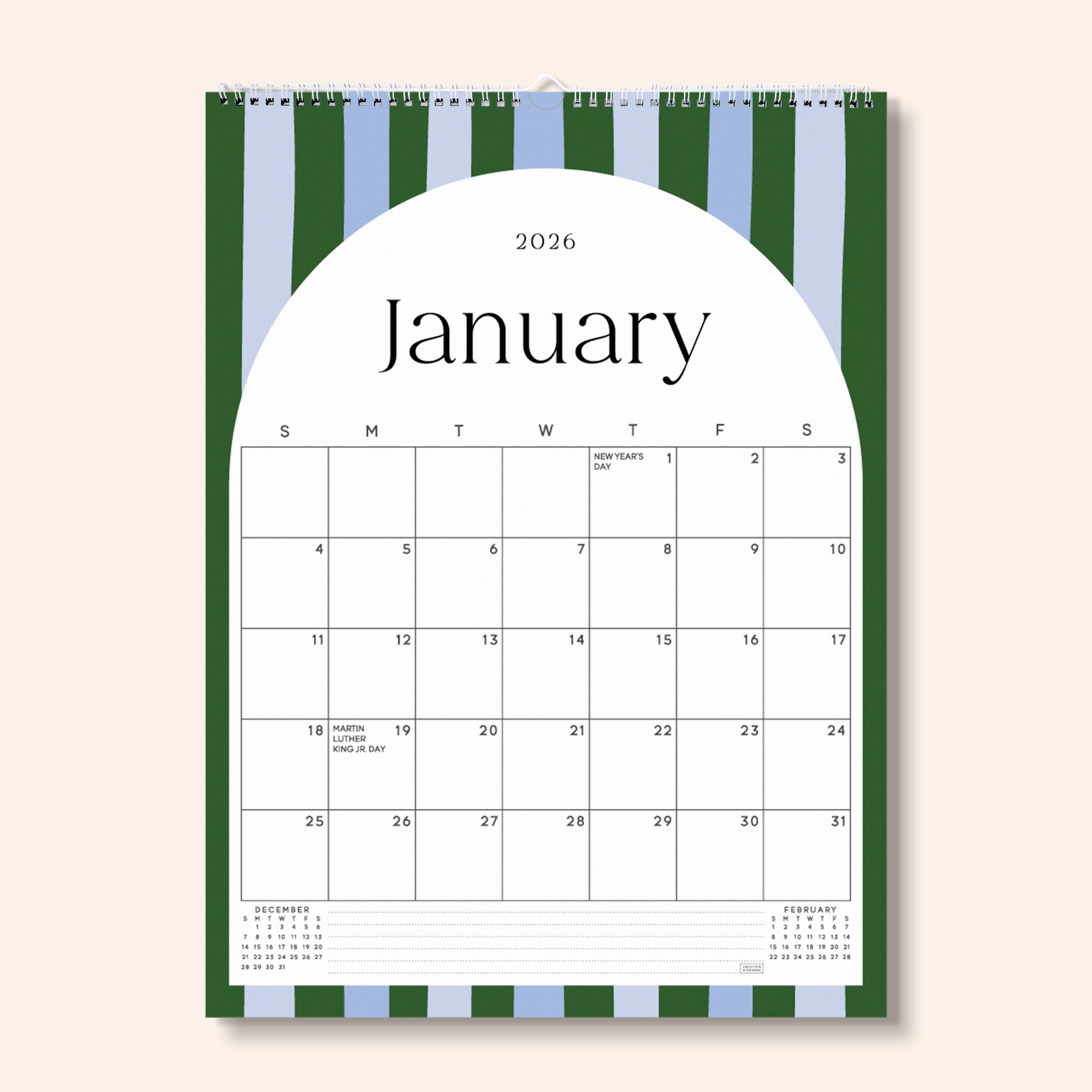 Palm Beach Arc Wall Calendar Jan 2026 - June 2027
