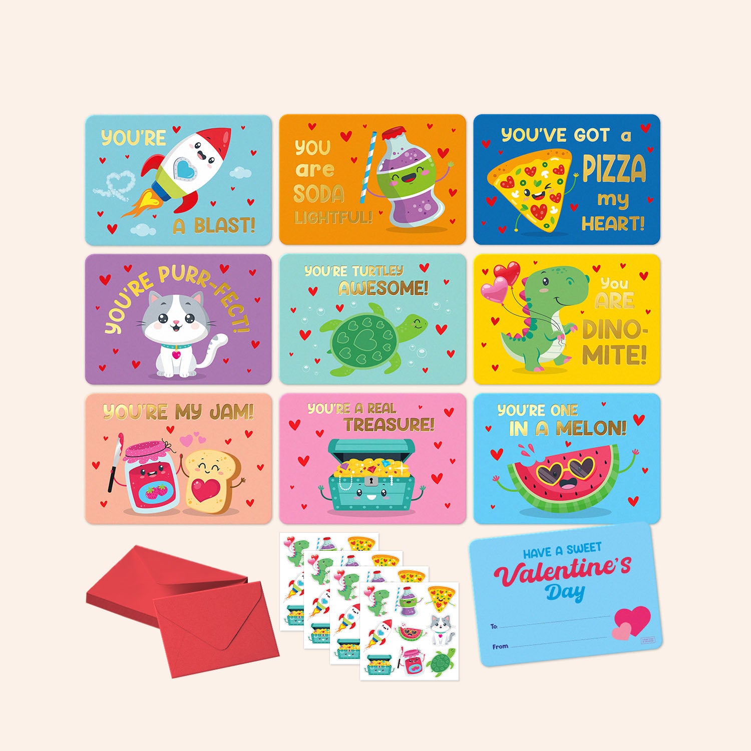 Set of 36 You’re My Jam Valentine’s Day Cards for Kids
