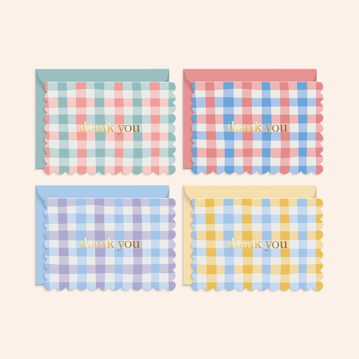 Gingham Thank You Cards | Set of 36