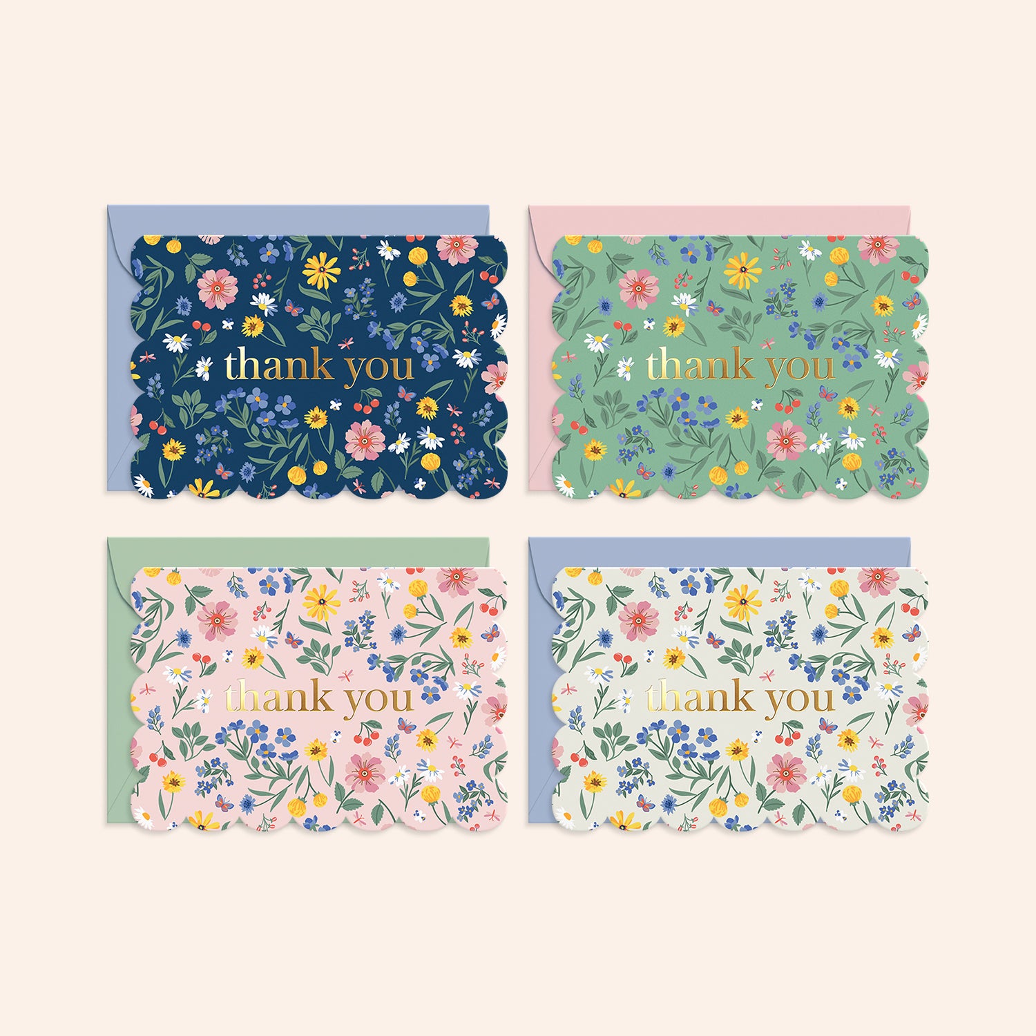 Blooming Fields Mini Thank You Cards | Set of 36