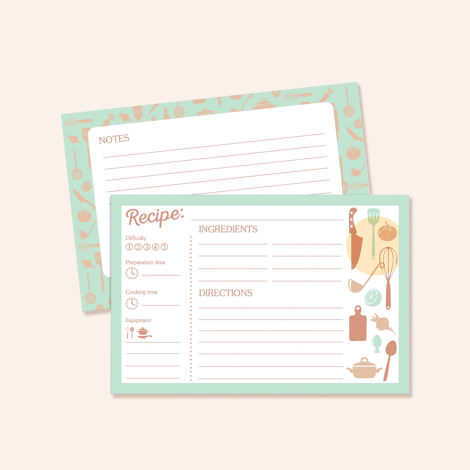 Kitchen Tools Recipe Cards | Set of 50